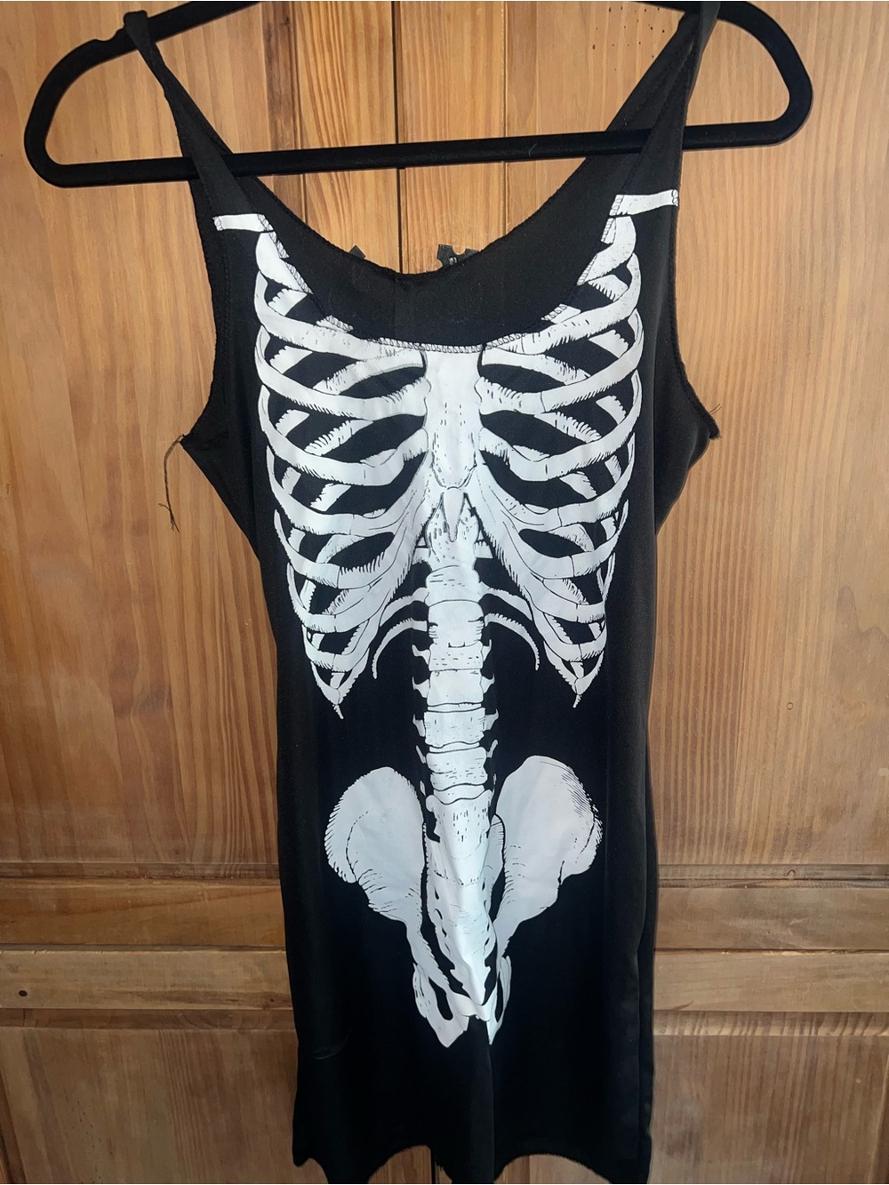 Women’s Black Skeleton Print Dress Medium Halloween Costume